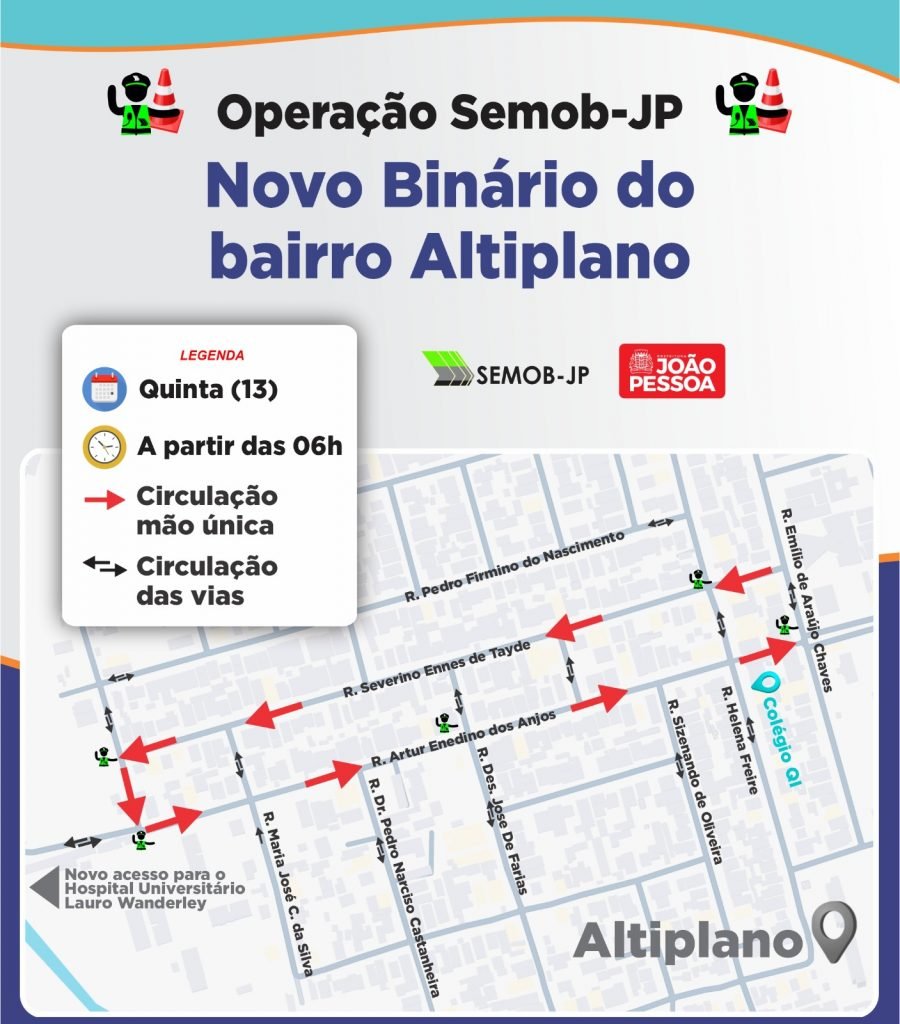 Semob-JP implanta novo binário para facilitar o acesso entre o Altiplano e a UFPB Semob-JP implanta novo binário para facilitar o acesso entre o Altiplano e a UFPB