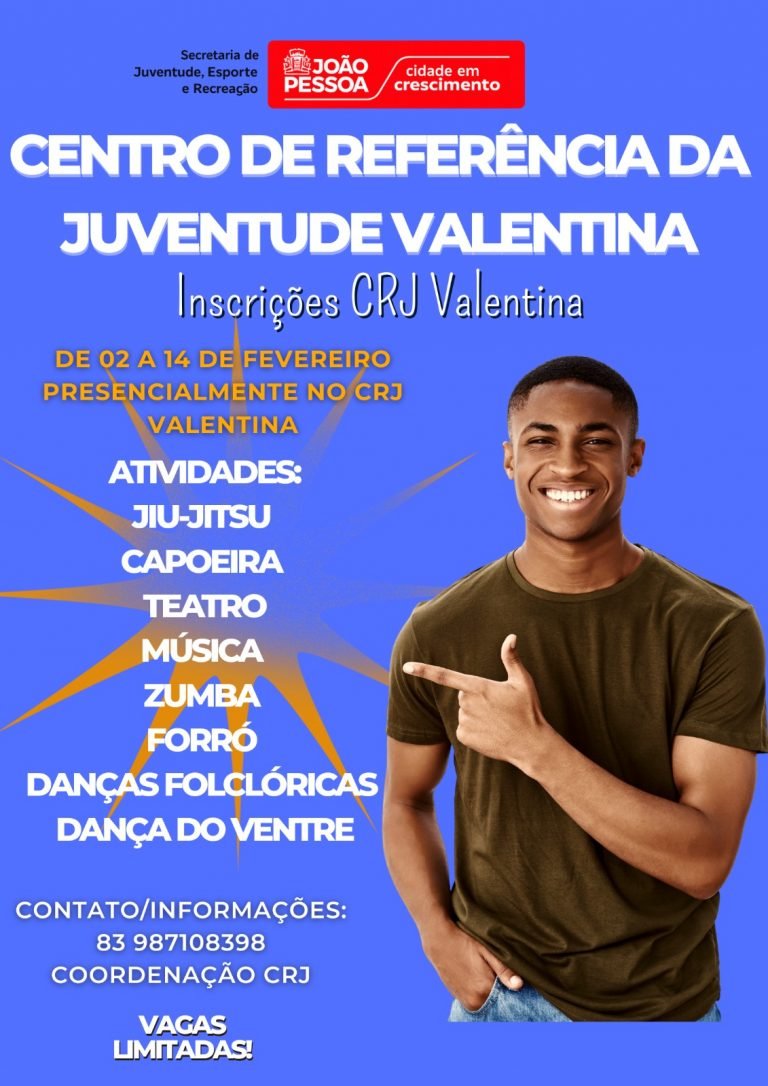Prefeitura de João Pessoa abre inscrições para atividades gratuitas no CRJ do Valentina
