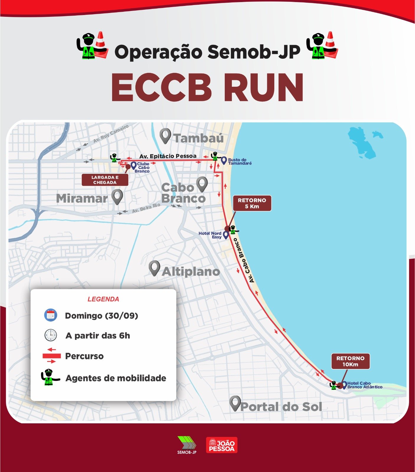 Semob-JP disponibiliza 25 agentes de mobilidade para garantir segurança viária durante a ECCB Run