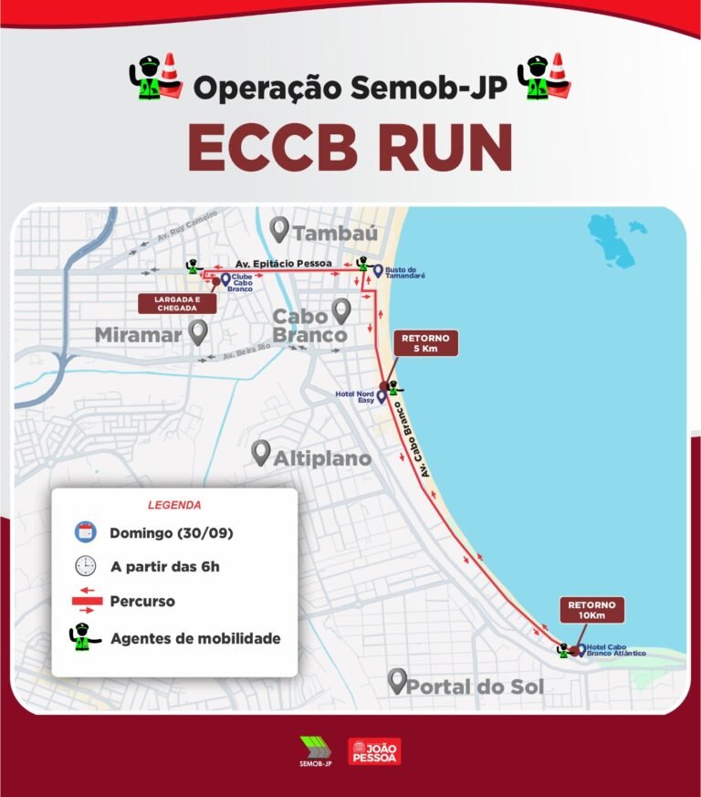 Semob-JP disponibiliza 25 agentes de mobilidade para garantir segurança viária durante a ECCB Run